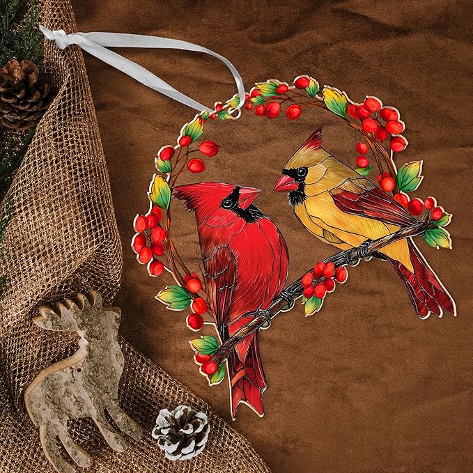 Sympathy Gifts for Loss of Loved One - Two Layer Wooden Cardinal Christmas Ornaments 2025 - Cardinal Gifts for Women Men, Bereavement Memorial Gift Ideas, Cardinals for Christmas Decorations