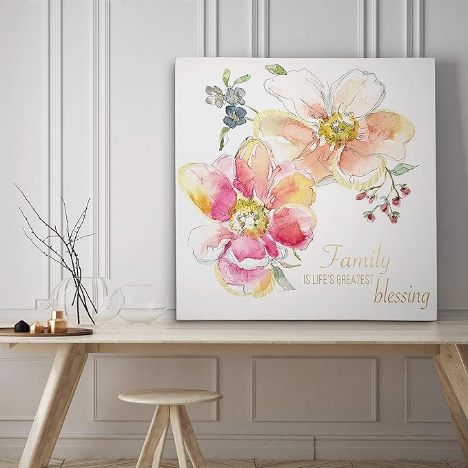 Wexford Home Family Blessing Gallery Wrapped Canvas Wall Art, 10x10, Multicolor