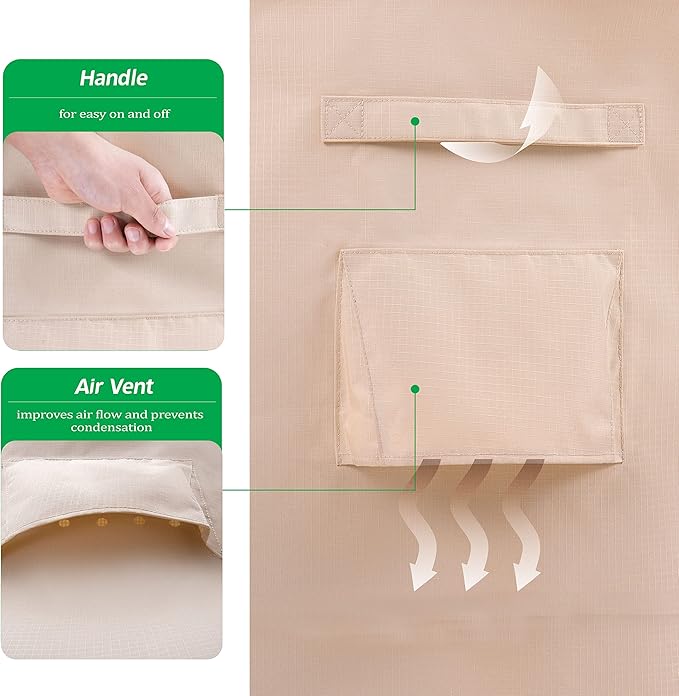 F&J Outdoors Patio Furniture Covers, Waterproof Anti-UV for Table and Chairs Set, Beige, 108"x82"