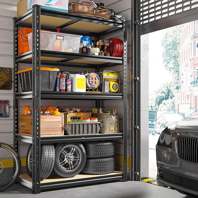 REIBII Storage Shelves 2020LBS Garage Shelving Heavy Duty 5 Tier Metal Shelving Units for Storage Adjustable Utility Shelf Rack for Kitchen Warehouse Basement 28" W x 12" D x 59.8" H, 3 Pack