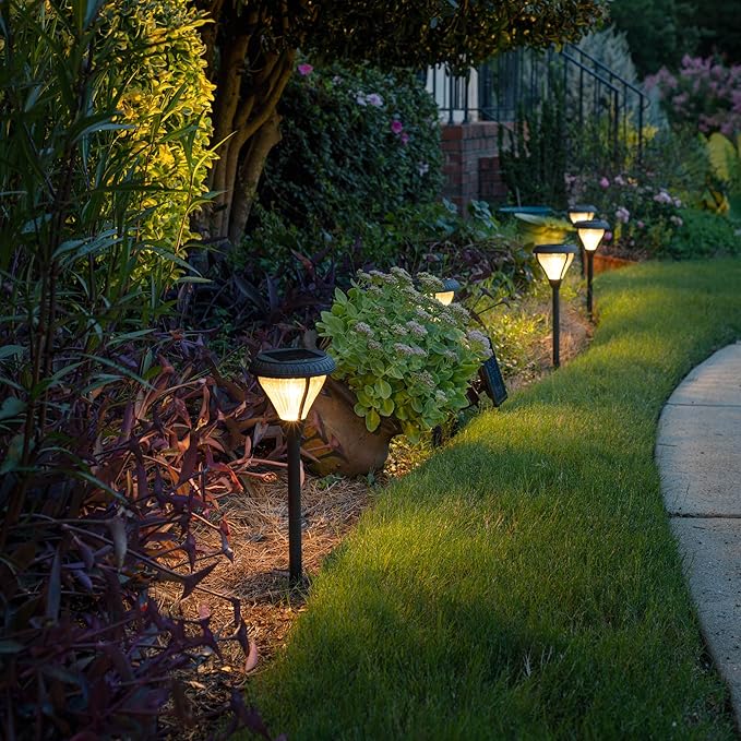 Gama Sonic Premier Outdoor Pathway Garden Landscape Light with 2 Color LEDs, Warm White and Bright White, Black, Heavy Duty Cast Aluminum, 50 Lumens, 2-Pack (239002)