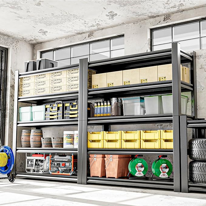 Garage Shelving Unit - 5-Tier Adjustable Metal Storage Shelf - Heavy Duty Industrial Rack for Garage, Basement, and Utility Room - Easy Assembly 18" D x40 W x78 H