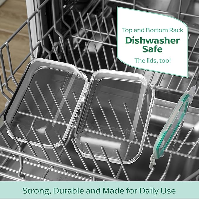 Fusion Gourmet 8 Pack 35 oz Glass Storage Containers with Lids - Airtight, Leakproof, Oven, Microwave & Freezer Safe, Stain & Odor Resistant, Reusable Meal Prep Containers (16-Piece)