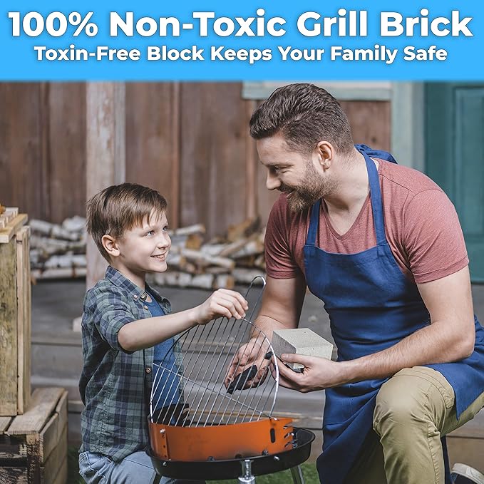 Heavy Duty, Non-Toxic Grey Grill Brick Cleaner 12 Pack. Reusable Chemical Free BBQ Pumice Cleaning Block for Flattops, Grills and Griddles. Non Scratch Grillstone is the Perfect Barbecue Scouring Tool