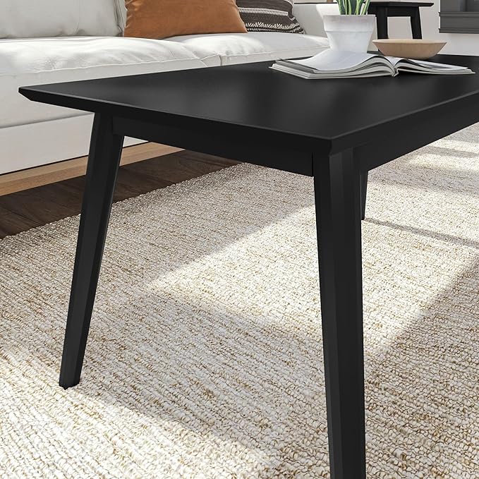 Plank+Beam 40 Inch Mid Century Modern Coffee Table, Wood Coffee Tables for Living Room, Rectangular Center Table, Occasional Table for Small Spaces, Black