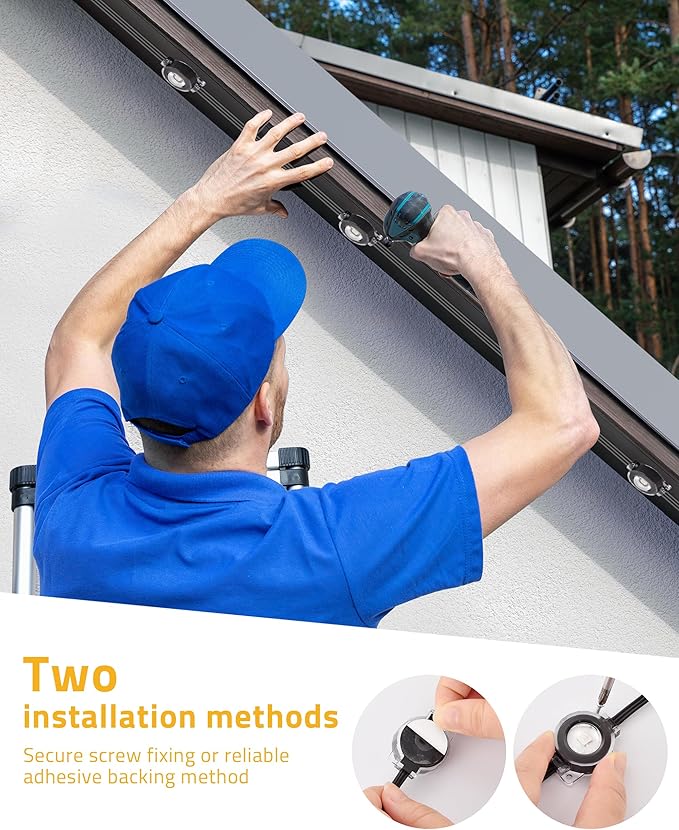 Permanent Outdoor Lights, 111FT Smart Black Christmas Lights with App Control, IP65 Waterproof Eternity Eaves Lighting with 72 RGB LED Lights for Outside Roofline Decor, Party, Holiday Xmas