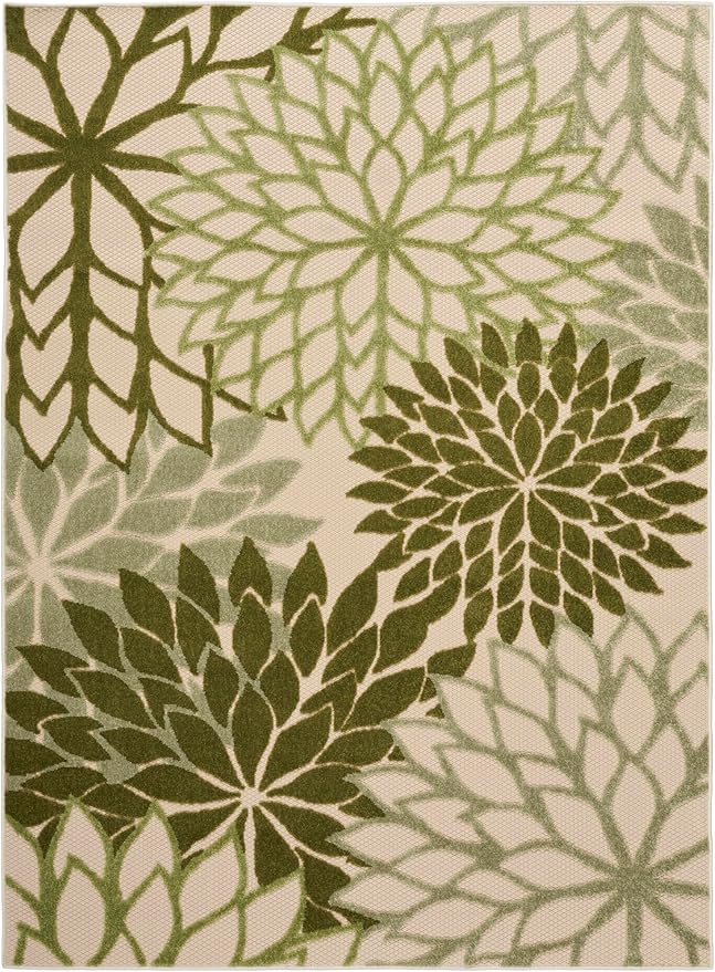 Nourison Home Aloha 4' x 6' Ivory Green Fabric Tropical Area Rug (4' x 6')