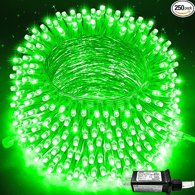JMEXSUSS 250 LED Green Christmas String Lights Indoor, 91.5ft Connectable Green LED Light Outdoor Waterproof, 8 Modes Christmas Lights Plug in for ST Patricks Day Tree Decoration