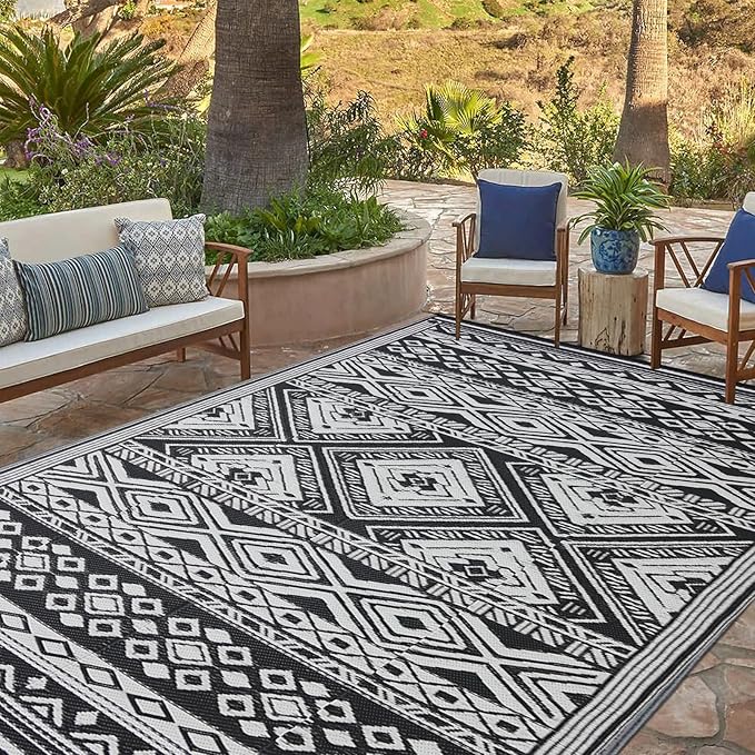 Outdoor Rug 5x8 ft Waterproof, Reversible Outdoor Plastic Straw Rug for Patios Clearance, Outdoor Area Rug Carpet RV Mat for Camping Backyard Deck Porch