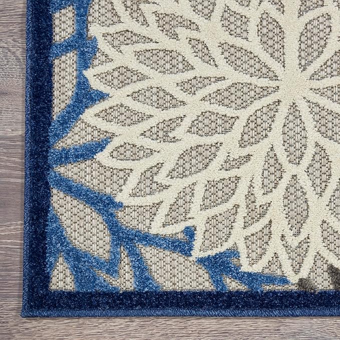 Nourison Home Aloha 9'6" x 13' Fabric Indoor/Outdoor Rug in Blue/Multi-Color