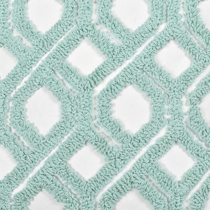 Boho Pillow Covers 18X18 Inch Boho Tufted Throw Pillow Covers Decorative Tassels Cushion Cover Farmhouse Pillow Case for Couch Sofa Bed Living Room Bedroom, Aqua Green