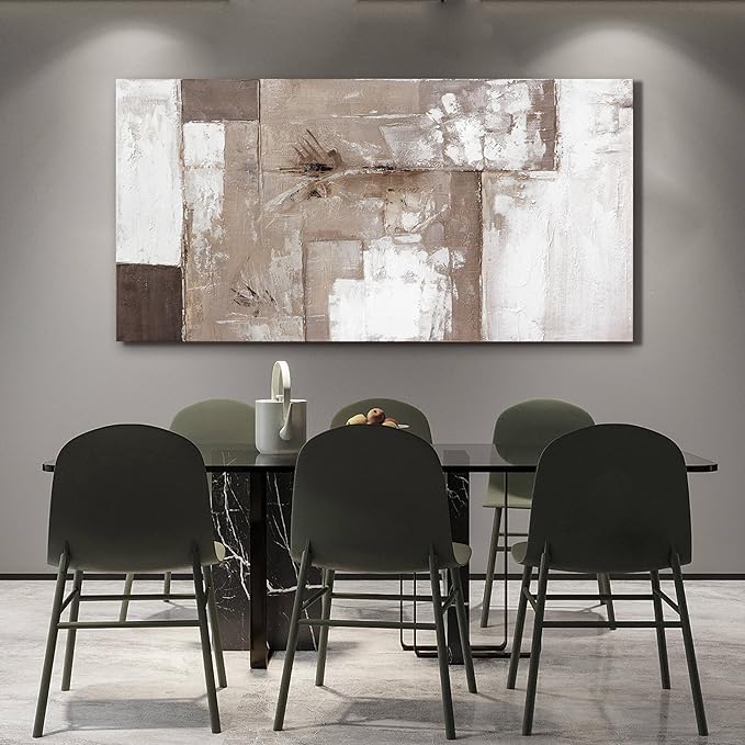 YISXINOAG Large Abstract Wall Art For Living Room Decor Grunge Room Decor Art Canvas Art Wall Decor 29" X 58" Painting Brown Grey And White Wall Art For Bedroom Home Office Dining Room Decoration