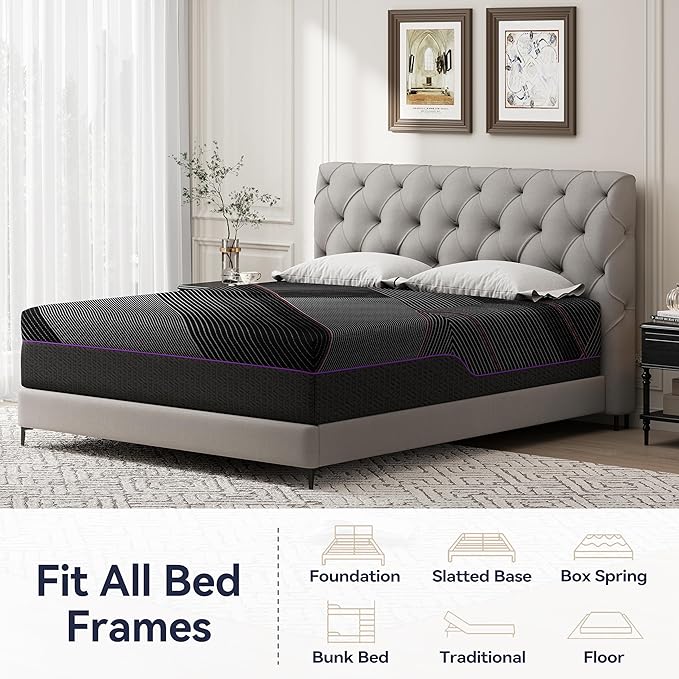 BedsPick Queen Mattress, 12 Inch Memory Foam Mattress for Pressure Relief, Medium Feel, Cooling Gel Memory Foam with Washable Cover, CertiPUR-US