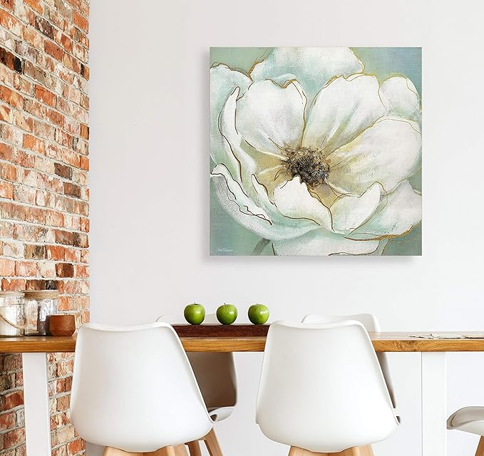 Wexford Home Soft Teal Splendor Gallery Wrapped Canvas Wall Art, 24x24,