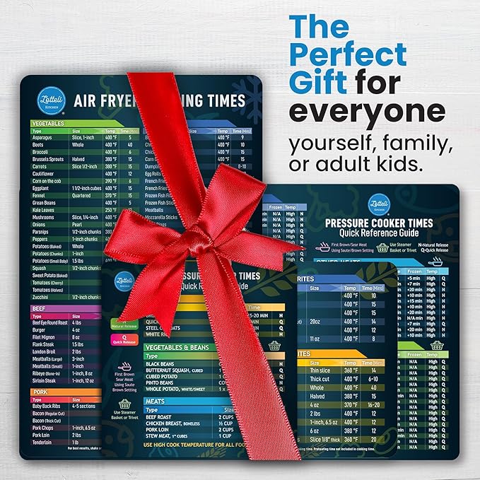 Air Fryer Magnetic Cheat Sheet Set - Air Fryer Accessories Cookbook - Pressure Cooker Magnet Sheet As Seen on The Today Show - Quick Reference Guide for Cooking and Frying (Black Bundle)