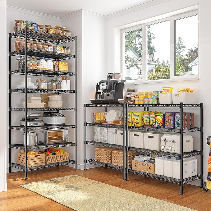 8 Tier Wire Shelving Unit Storage Shelves Loads 1200LBS,Adjustable Metal Shelving and Storage Wire Rack Pantry Shelves Commercial Shelf for Closet Kitchen Bathroom Office 72''H X 13.8''D X 23.6''W