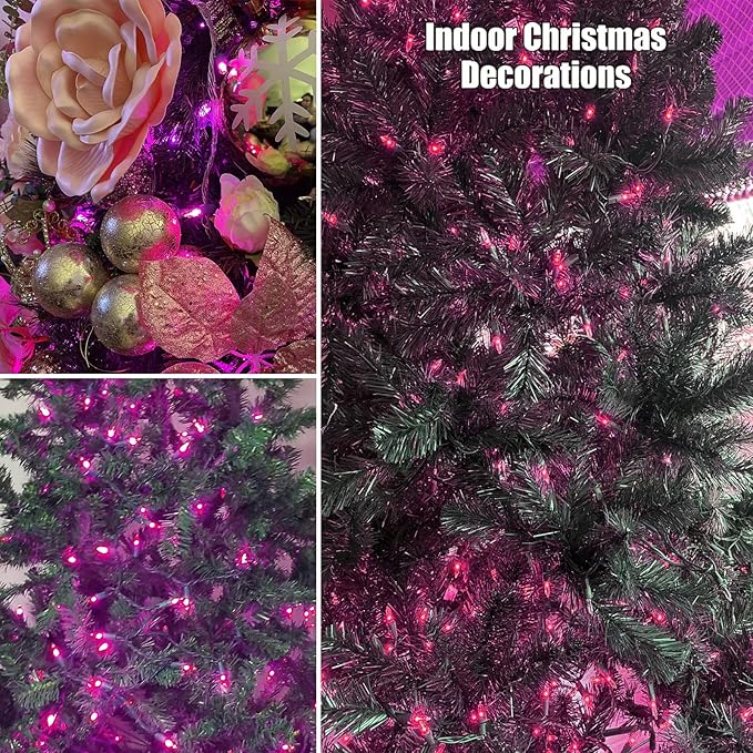 Christmas Lights 100 Count Pink Christmas Tree String Lights with White Wire for Outdoor Indoor Christmas Decorations Wedding Decorations Valentines Day Decor,UL Certified (21feet)