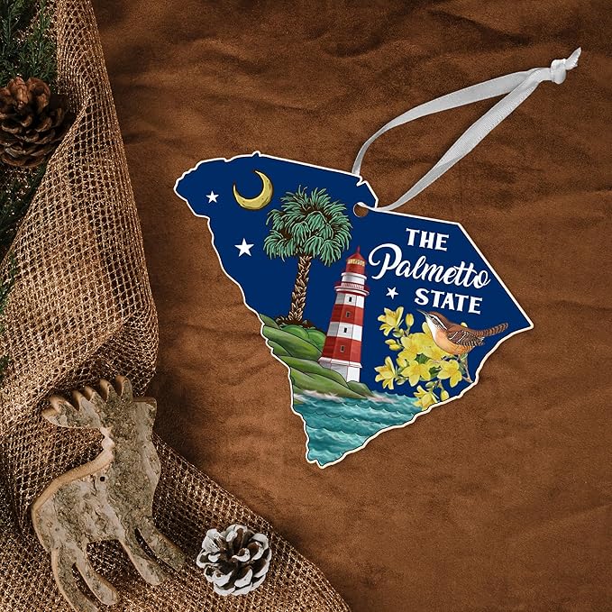 FLAGWIX South Carolina Christmas Ornament for Home Decor - Palmetto Acrylic Christmas Ornaments 2025 for Tree Decorations - South Carolina Gifts, House Warming Gifts New Home for Family Friends