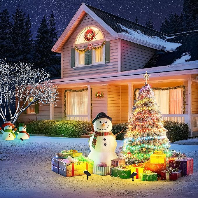 Linkind Solar Lights Outdoor Waterproof IP67, StarRay RGB Solar Spot Lights Outdoor, Color Changing Outdoor Solar Lights for Yard, Garden, Pathway, Decorations (Multicolor, 6 Pack)