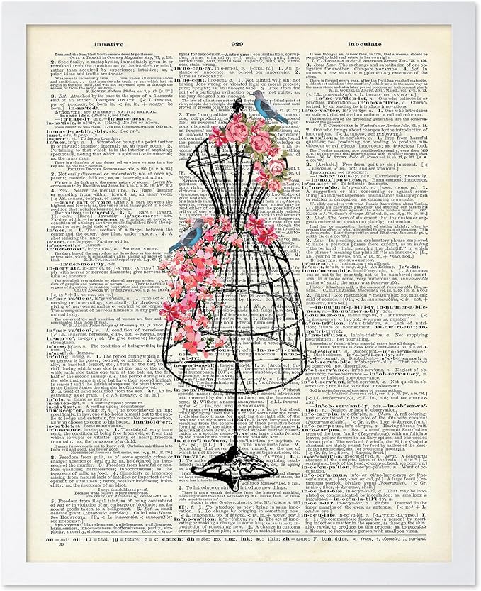 Poster Master Dictionary Art Poster - Mannequin Print - Sewing Art - Flower Art - Fashion Art - Gift for Men, Women & Dressmaker - Chic Decor for Living Room, Dorm or Office, 8x10 White Framed