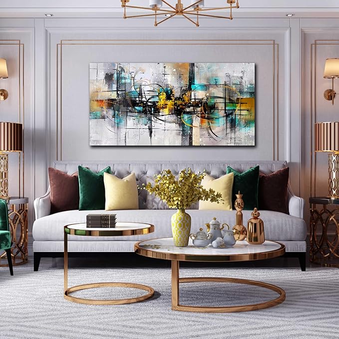 SIXTTART Abstract Wall Decor for Living Room - Modern Wall Art for Bedroom Home Office Decor Ready to Hang Size 24" x 48"