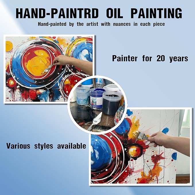 Colorful Artwork for Wall Paintings - Hand Painted Abstract Wall Art for Bedroom Home Office Decor Size 29" x 59"