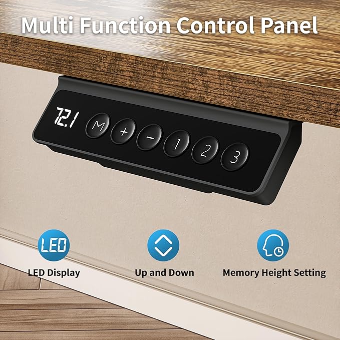 BIZUM 40x24 Inch Electric Standing Desk with Memory Presets, Quiet Motor Height Adjustable Stand Up Desk for Home Office & Gaming, Ergonomic Sit Stand Workstation, Rustic Brown