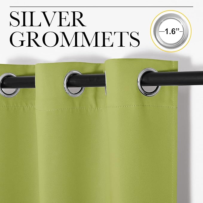 NICETOWN Blackout Curtains 50 inches Length for Laundry Room, Fresh Green, 2 Panels, 42" Wide, Thermal Insulated Decoration Drapes for Short Window