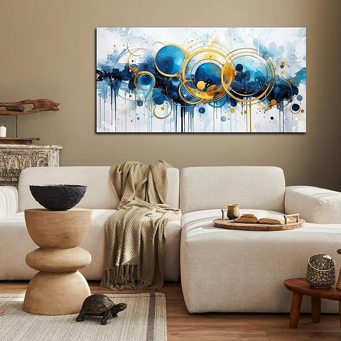 Abstract Art Work for Wall Decor - Large Canvas Wall Art for Living Room - Minimalist Art Ready to Hang Size 24" x 48"