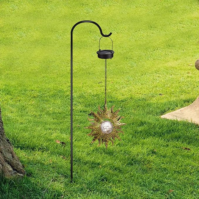 Solar Lights Outdoor Garden Decor Hanging Lanterns Decoration Metal Sunflower Gifts Waterproof for Yard Clearance Front Porch Lawn Driveway Patio Backyard Pathway Gardening Gift