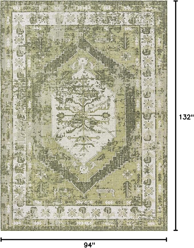 Unique Loom Outdoor Traditional Collection Area Rug - Valeria (7' 10" x 11' Rectangle, Green/ Light Green)