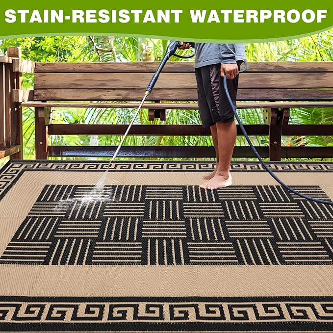 Outdoor Rug 8x10 ft Waterproof, Reversible Outdoor Plastic Straw Rug for Patios Clearance, Outdoor Area Rug Carpet RV Mat for Camping Backyard Deck Porch