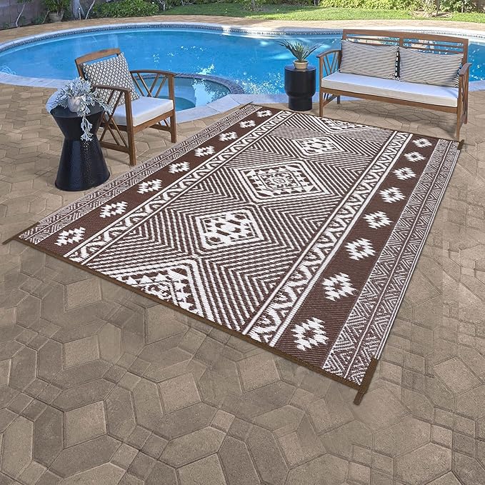 HiiARug Outdoor Rug for Patios Clearance 5'x7' Outdoor Plastic Straw Rug Waterproof Patio Camping Rug Reversible RV Mat Outdoor Area Rugs for Outdoors, RV, Patio, Backyard, Deck, Camping
