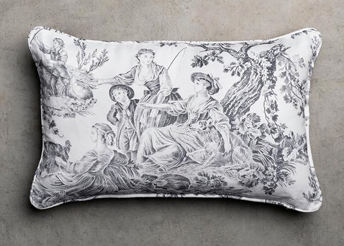 Maison d' Hermine Decorative Pillow Covers 12x20 Inch Rectangle 100% Cotton Throw Pillow Covers with Invisible Zipper for Couch, Chair, Sofas, Bedroom, Home (The Miller - Paloma Grey (White))