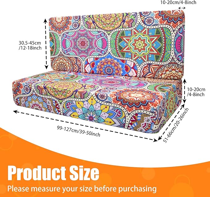 Rv Dinette Cushion Covers,Printing Stretchable Camper Cushion Cover,RV Cushion Slipcover,Rv Couch Cover Replacement for RV Camper Car Bench,2 Backrest Covers and 2 Bench Covers (Bohemia)