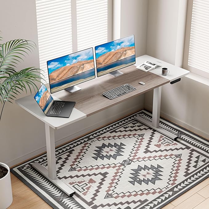 SIAGO Electric Standing Desk Adjustable - 63 x 24 Inch Sit Stand up Desk with Cable Management - 3 Memory Preset Adjustable Height Table