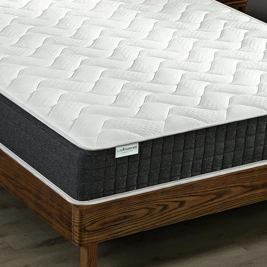 Life Balance Hybrid Queen Mattress 12 Inch, Made in USA, Medium Firm, Individual Pocket Coils & Supportive Foam， Motion Isolation & Pain Relief, Mattress in a Box, CertiPUR-US Certified, CE-12-Q