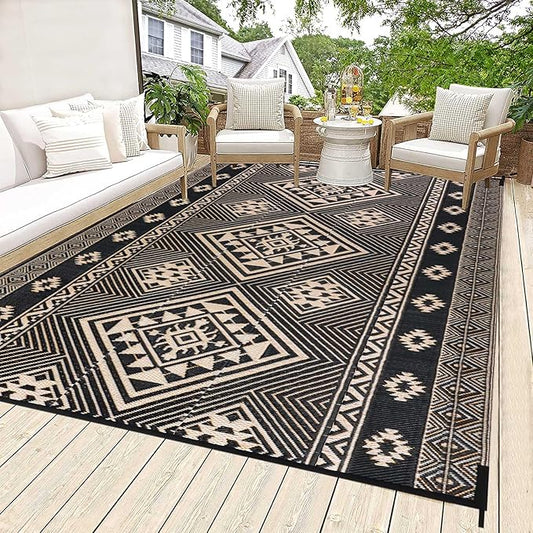 HiiARug Outdoor Rug 5'x7' Outdoor Plastic Straw Rug Waterproof Patio Mat Camping Rug Reversible RV Mat Outdoor Area Rugs for Outdoors, RV, Patio, Backyard, Deck, Camping