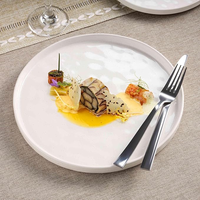 Herogo 24 Pieces Dinnerware Sets for 8, Dishes Plates and Bowls Sets for Kitchen, Dinner Stoneware Dishware, Dishwasher & Microwave Safe, Speckled White