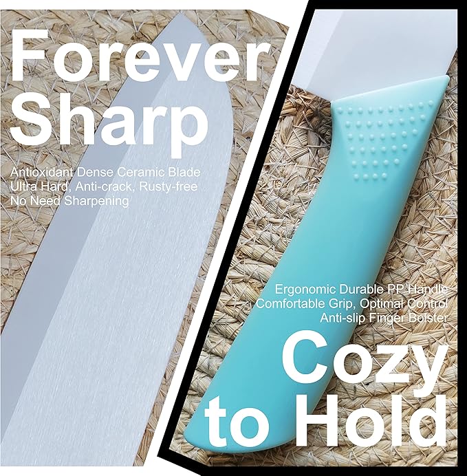 Ceramic Knife - 7 inch Chef's Santoku Knife - Sharp Ceramic Kitchen Knife with Sheath Cover