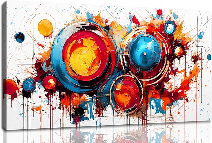 Colorful Art Work for Living Room Walls - Abstract Art Wall Decor - Modern Canvas Wall Art for Office Ready to Hang Size 29" x 59"
