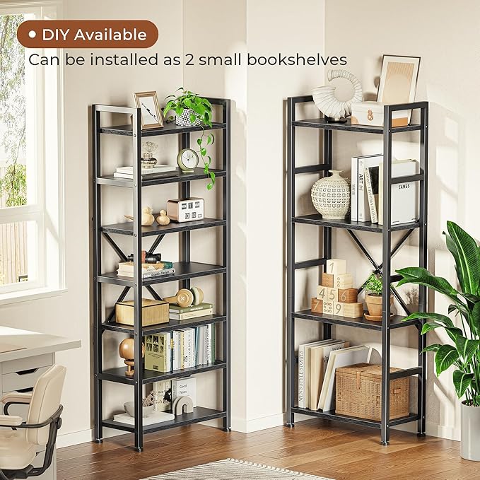 SUPERJARE Triple 4 Tier Bookshelf, Bookcase with 11 Open Display Shelves, Wide Book Shelf Book Case for Home & Office, Black