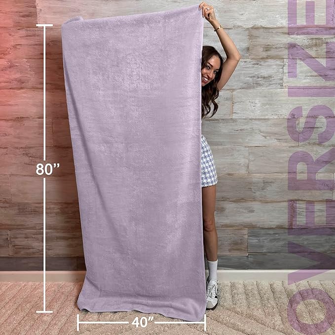 TEXTILOM 100% Turkish Cotton Oversized Luxury Bath Sheets, Jumbo & Extra Large Bath Towels Sheet for Bathroom and Shower with Maximum Softness & Absorbent (40 x 80 inches)- Lilac