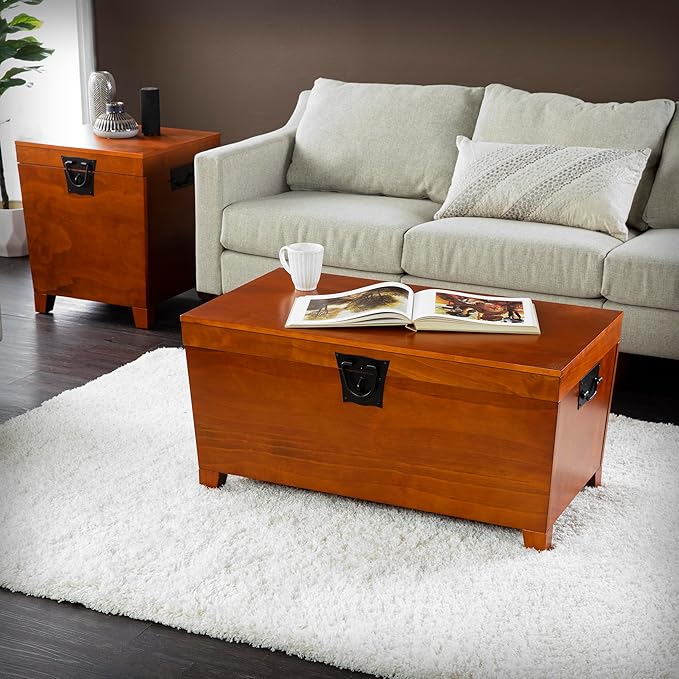 SEI Furniture Pyramid Storage Trunk Coffee Table, Mission Oak