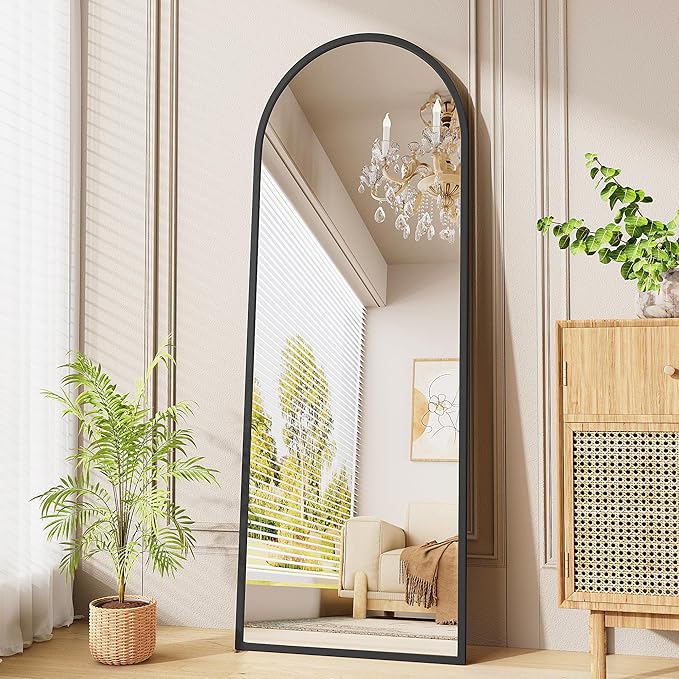 Arched Mirror Full Length,Nanoglass Standing Mirror Full Length,71"x26"espejos para dormitorio,Large Full Body Mirrors,Floor Length Mirrors(Black)