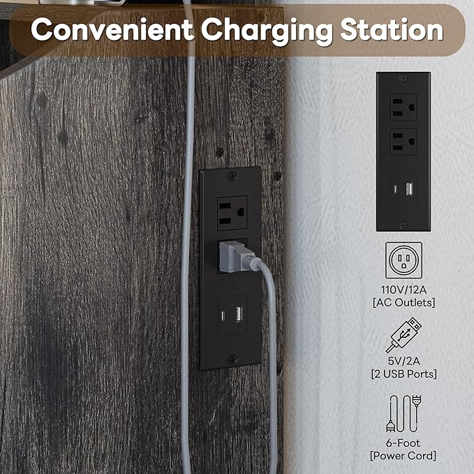 LIKIMIO Small Makeup Vanity Desk with Mirror and Lights, Vanity Table Set with Storage Drawer, Chair and Three Shelves, Bedroom, Charcoal Grey