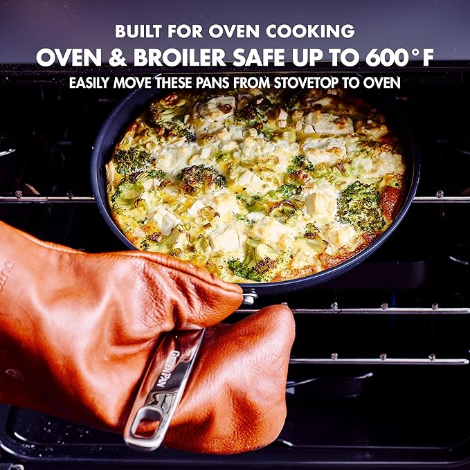 GreenPan Chatham Black Prime Midnight Hard Anodized Healthy Ceramic Nonstick, 12" Frying Pan Skillet with Lid, PFAS-Free, Dishwasher Safe, Oven Safe, Black