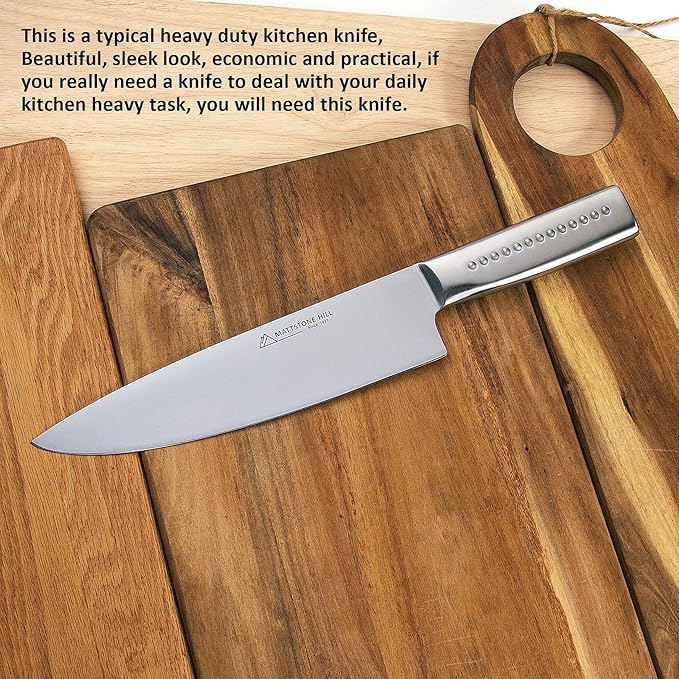 Chef Knife - MATTSTONE HILL 9 Inch Professional Kitchen Knife, German Steel Ultra Sharp Chefs Knife, Vegetable Knife, 304 Stainless Steel Handle