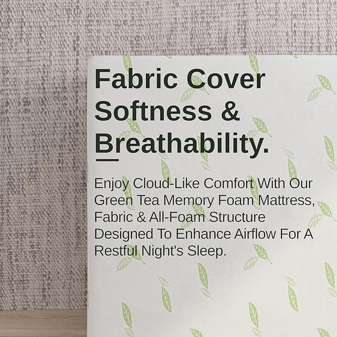 NapQueen Twin Size, 8 Inch Anula Green Tea Infused Memory Foam Mattress, Bed in a Box, CertiPUR-US Certified Mattress
