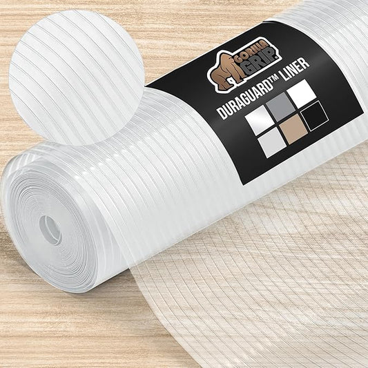 GORILLA GRIP DuraGuard Shelf Liner, 20x30 Non-Adhesive Cabinet Liners for Kitchen Drawers, Shelves, Refrigerator, Pantry Storage, Bathroom Closet, Durable Waterproof BPA Free Ribbed Plastic, Clear